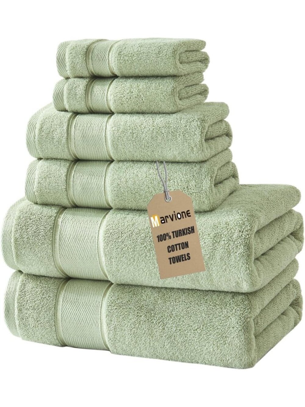 Luxury 6-Piece Bath Towel Set, 100% Turkish Cotton, Soft & Absorbent Towels
